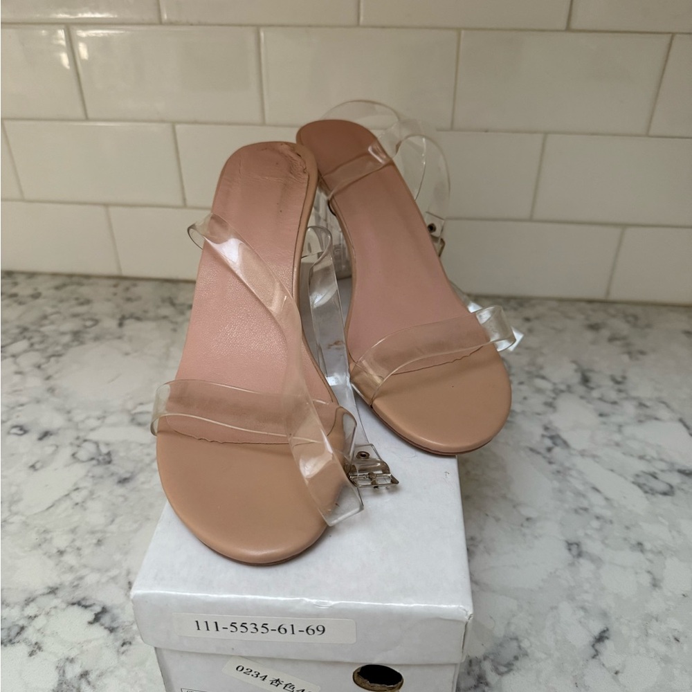 Transparent Strap Nude Heels